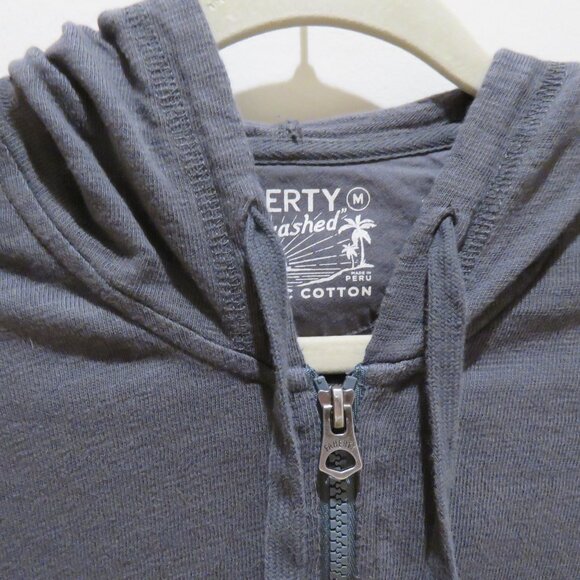 FAHERTY Sunwashed Slub Cotton Zip-Up Hoodie in Gray Casual Normcore Travel M - Picture 7 of 15